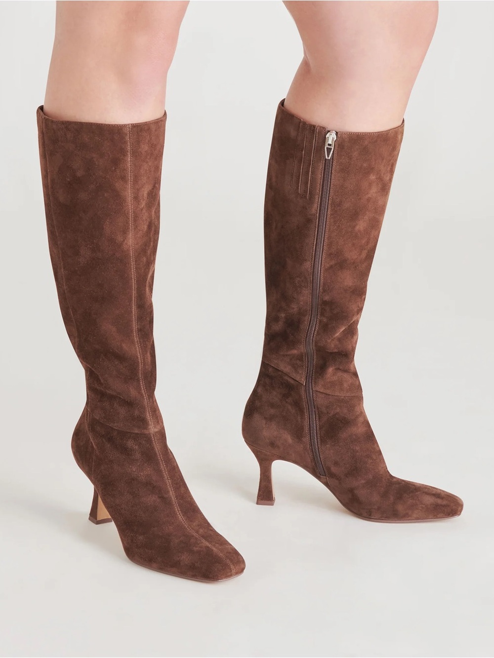 Dolce Vita Brown Suede Knee-High Heeled Boots